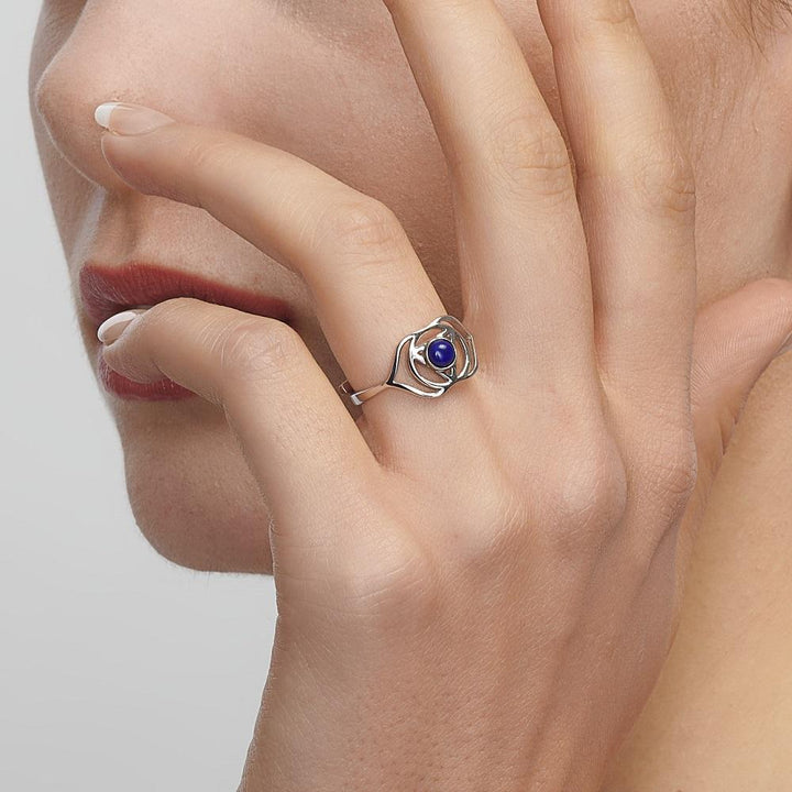 Adjustable Silver & Lapiz Lazuli Third Eye Chakra Ring