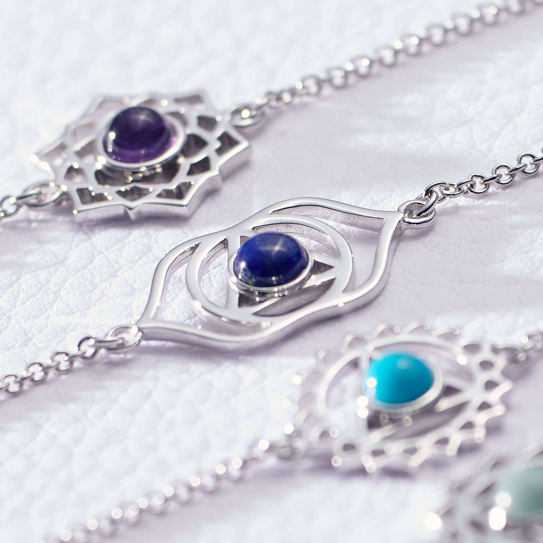 Silver & Lapiz Lazuli Third Eye Chakra Bracelet