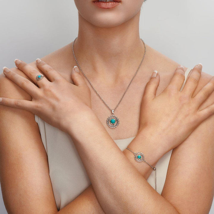 Silver & Turquoise Throat Chakra Necklace